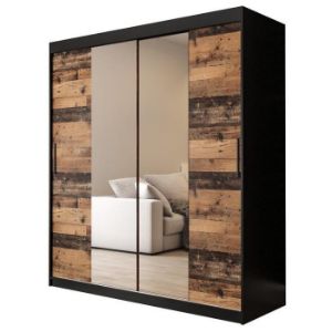 Paveikslėlis Spintelė Old Wood T1 180 Black/Old Style/Mirror