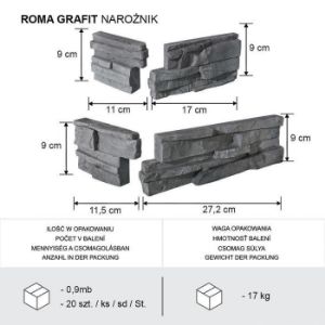 Paveikslėlis Betono akmens Roma Graphite Corner elementas