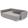 Kampinė sofa su miego funkcija Grey Enzo 161+152 medis natūralus kairysis paveikslėlis