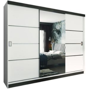 Paveikslėlis Spinta Retro 4 200 Mirror White/Black matt