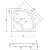 Pusapvalis dušo padėklas Diper I 90X90X24/35 paveikslėlis