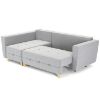 Kampinė sofa su miego funkcija Grey Enzo 162+154 natūralus medis kairėje paveikslėlis