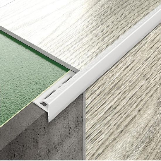 LVT laminato laiptų nosis CL 5mm 1,35 m sidabrinė LVT laminato plokštėms CL 5mm 1,35 m sidabrinė paveikslėlis