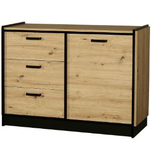 1d3s Karia artisan ąžuolo / artisan ąžuolo + juodos spalvos komoda paveikslėlis