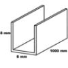 Aliuminio U-profilis sidabrinis 8x8x1000 paveikslėlis