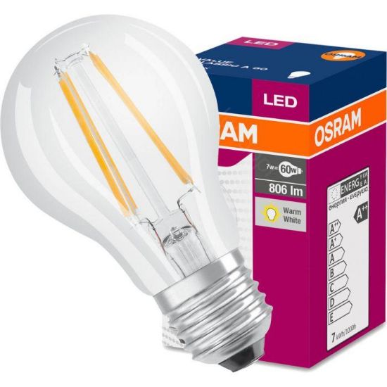 OSRAM LED Fila Value CL A60 E27 7W 60W 806LM 827 lemputė paveikslėlis