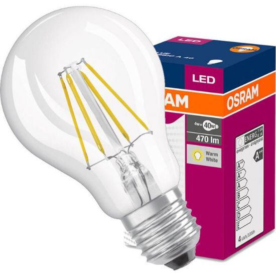 OSRAM LED Fila Value CL A60 E27 4W 40W 470LM 827 lemputė paveikslėlis