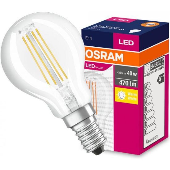 OSRAM LED Value ND FIL CL P40 E14 4W 40W 470LM 827 lemputė OSRAM LED Value ND FIL CL P40 E14 4W 40W 470LM 827 paveikslėlis