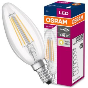 Paveikslėlis OSRAM LED Fila Value žvakių lemputė E14 4W 40W 470LM 827